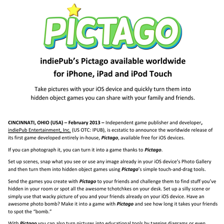 Pictago Press Release