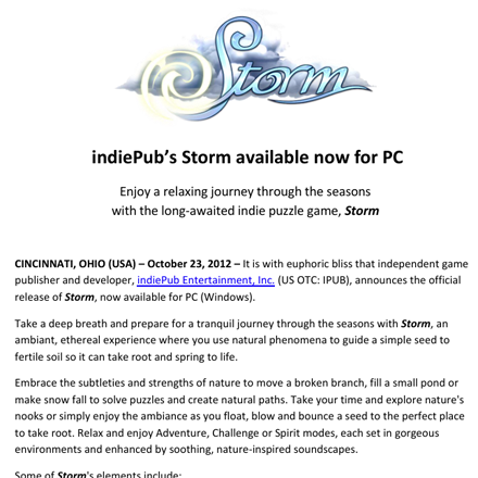 Storm Press Release